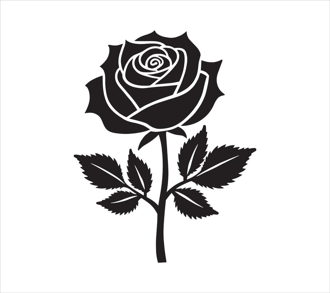 Rose flower silhouettes vector