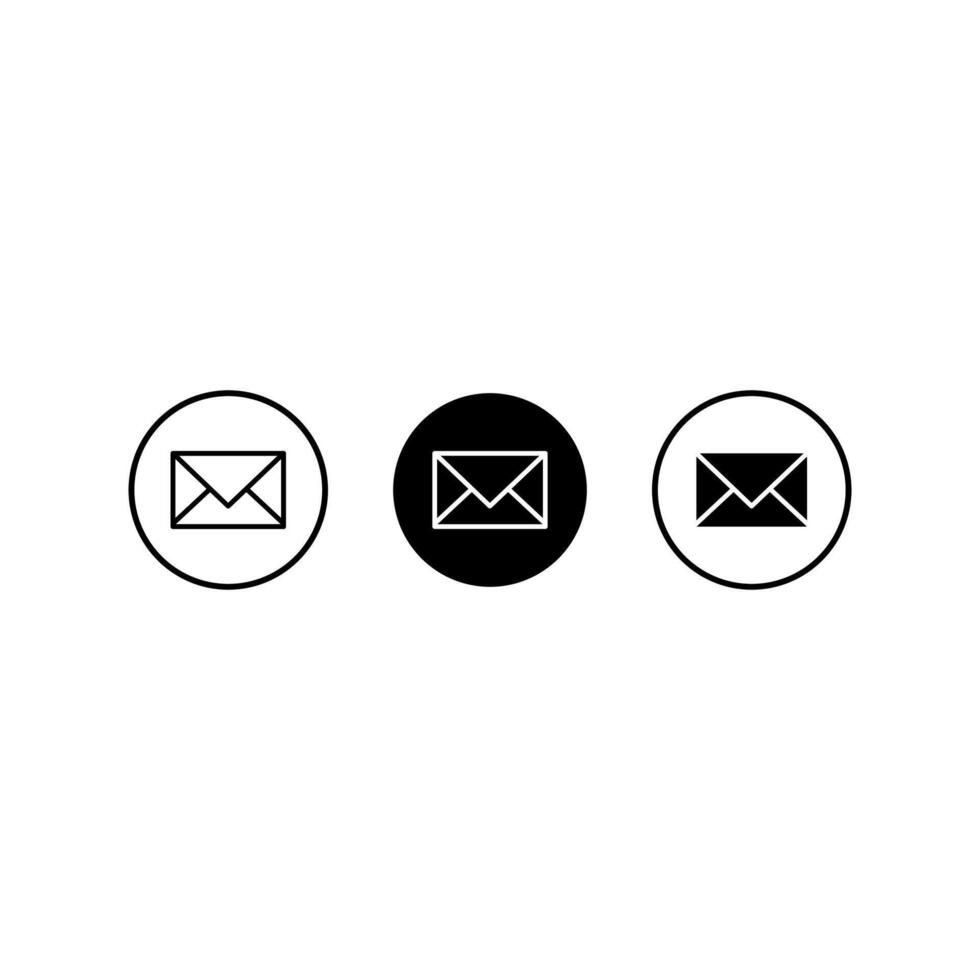 Three simple envelope icons in a circle, great for use in designs and projects related to email, communication and messaging. vector
