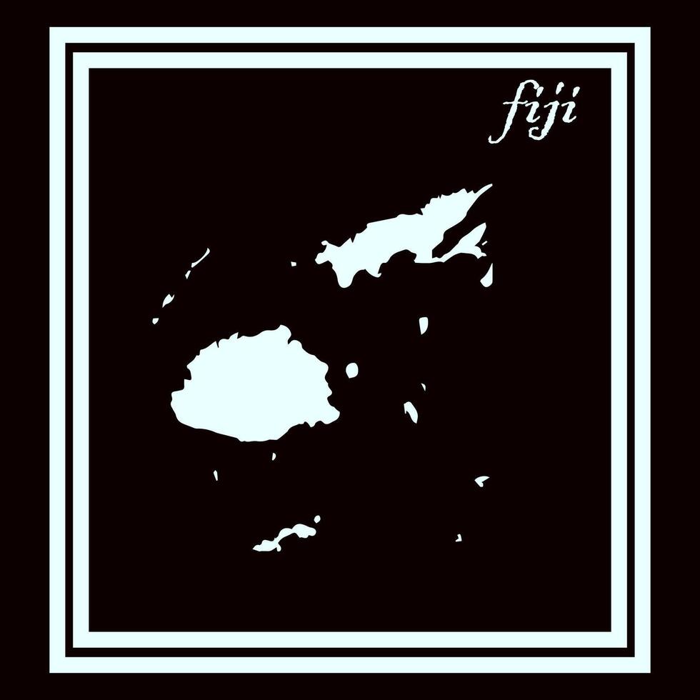 Fiji Map. Fijian Country Map. Black and White vector
