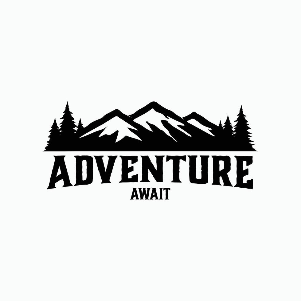 Adventure Mountain Forest Hill Logo Illustration Isolated vector
