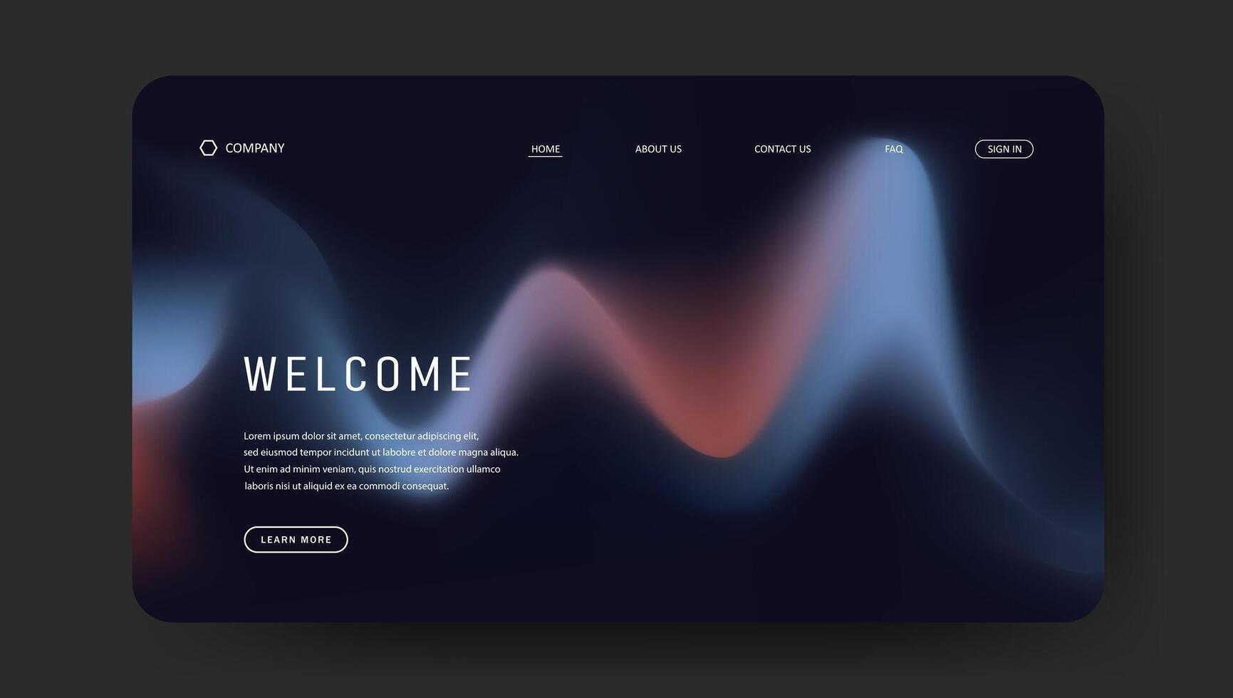 website landing page or banner template with dark concept gradient vector