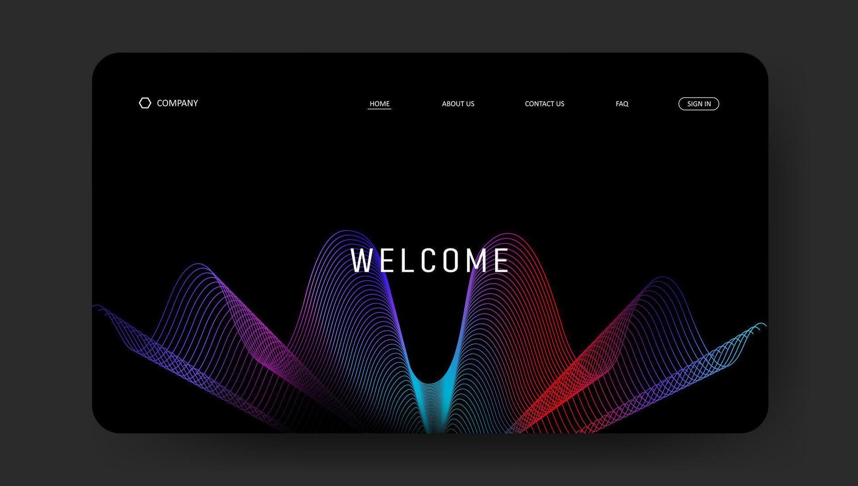 landing page website template with colorful line art vector