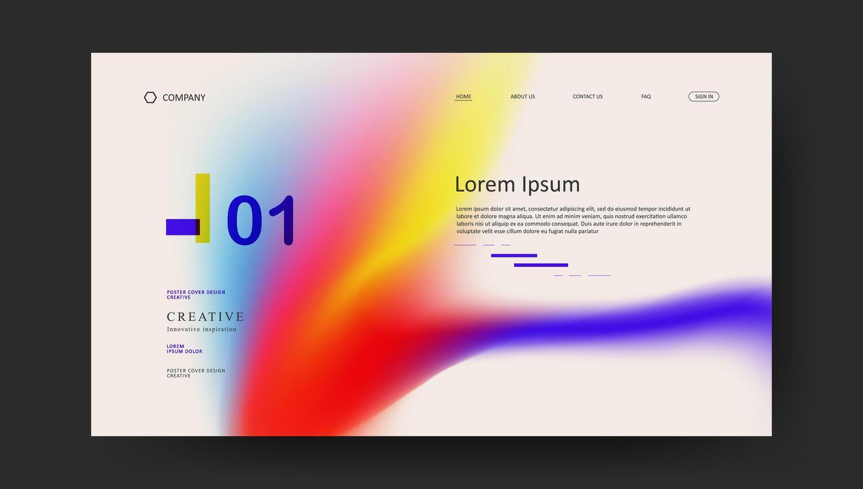 abstract retro futuristic design of landing page. modern fluid gradien website design vector