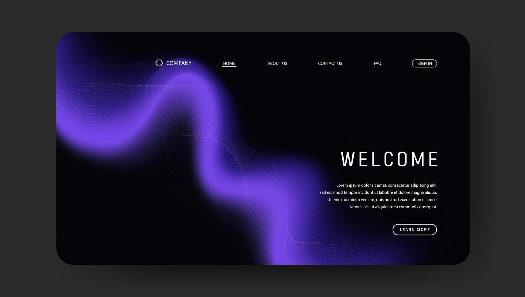 Abstract wave design of landing page. fluid gradient website design vector