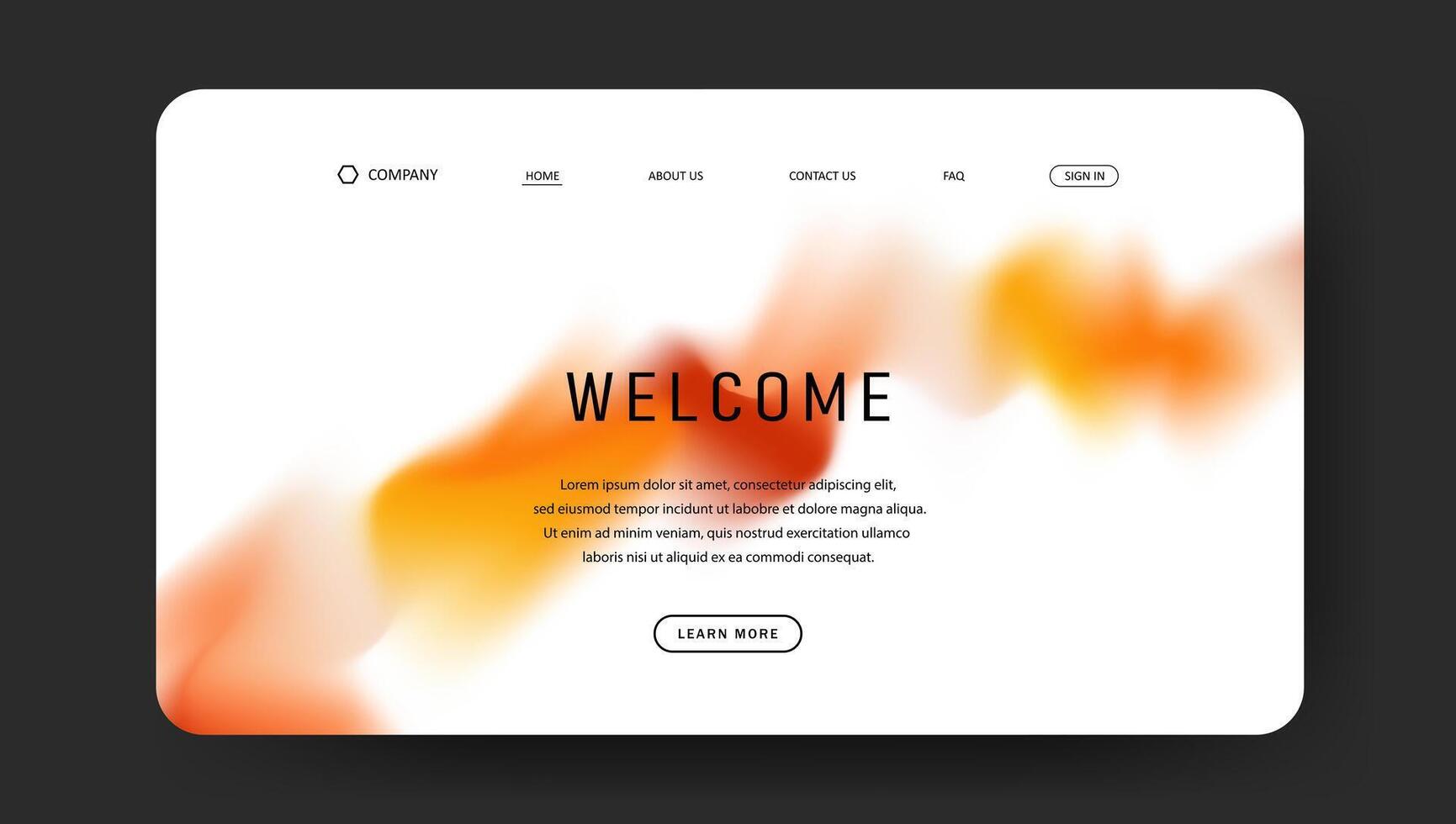 Abstract wave design of landing page. colorful fluid gradient website design vector