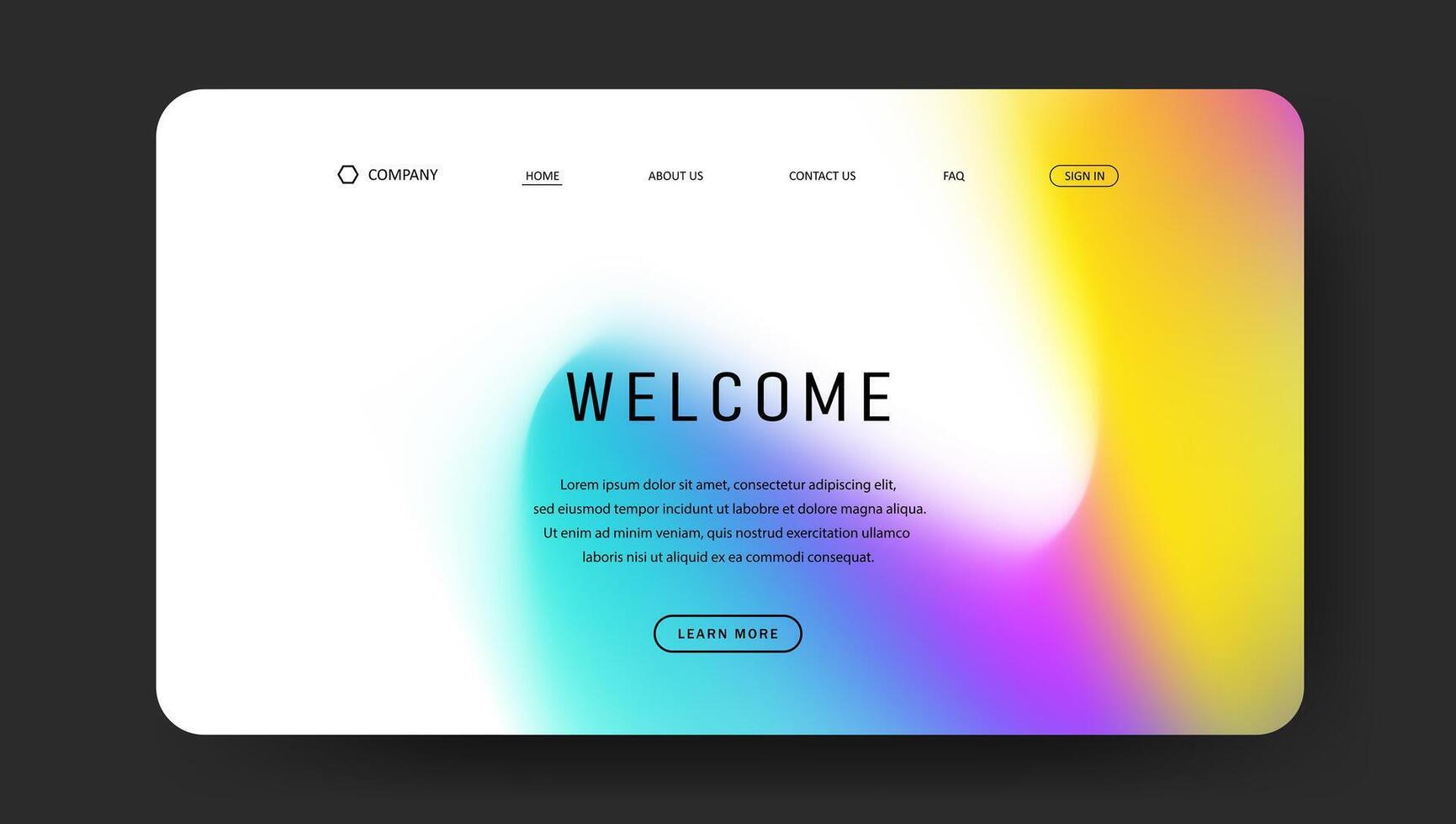 Abstract fluid gradient design of landing page. orange fluid gradient website design vector