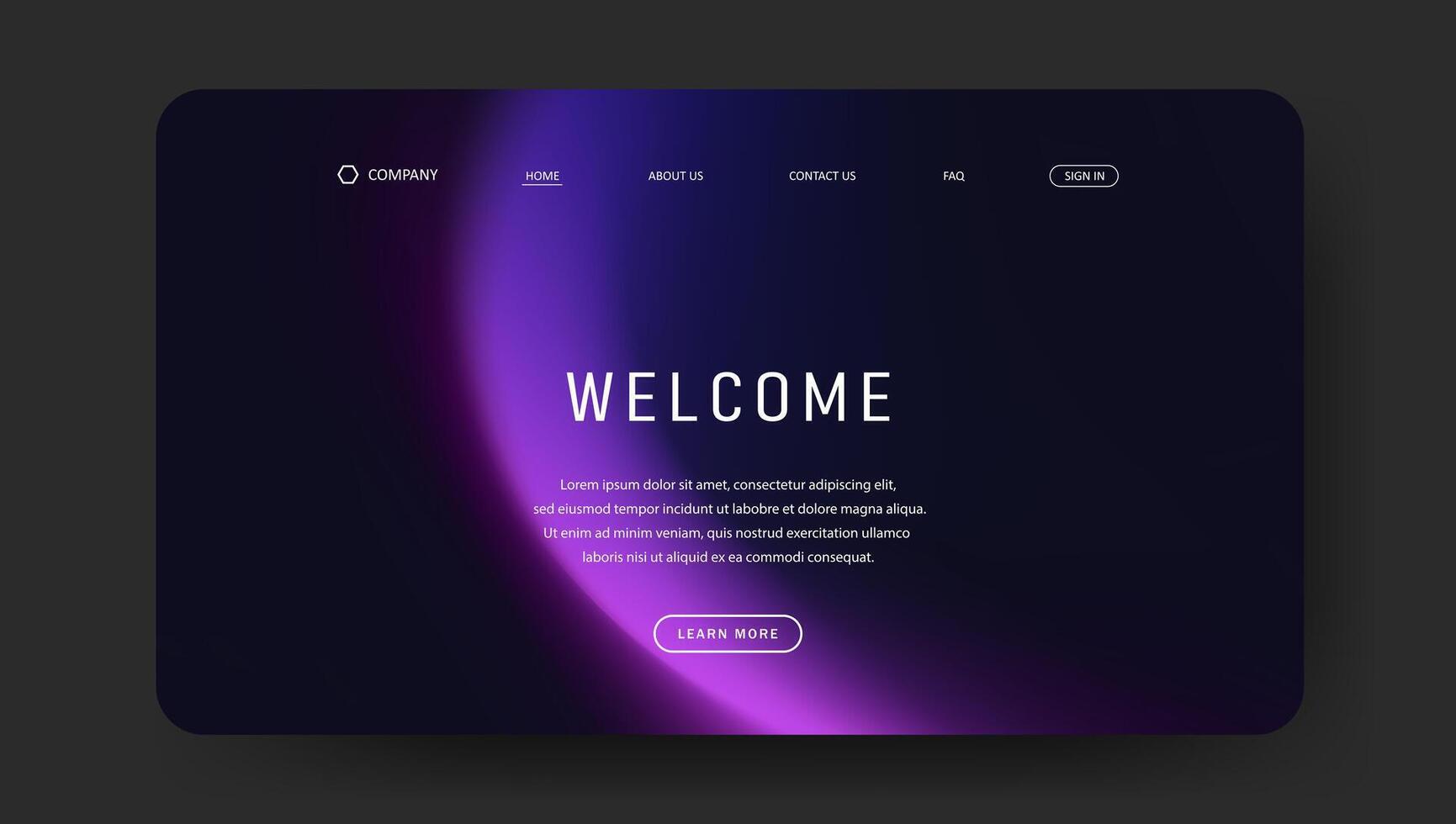 Futuristic fluid gradient design for landing page vector