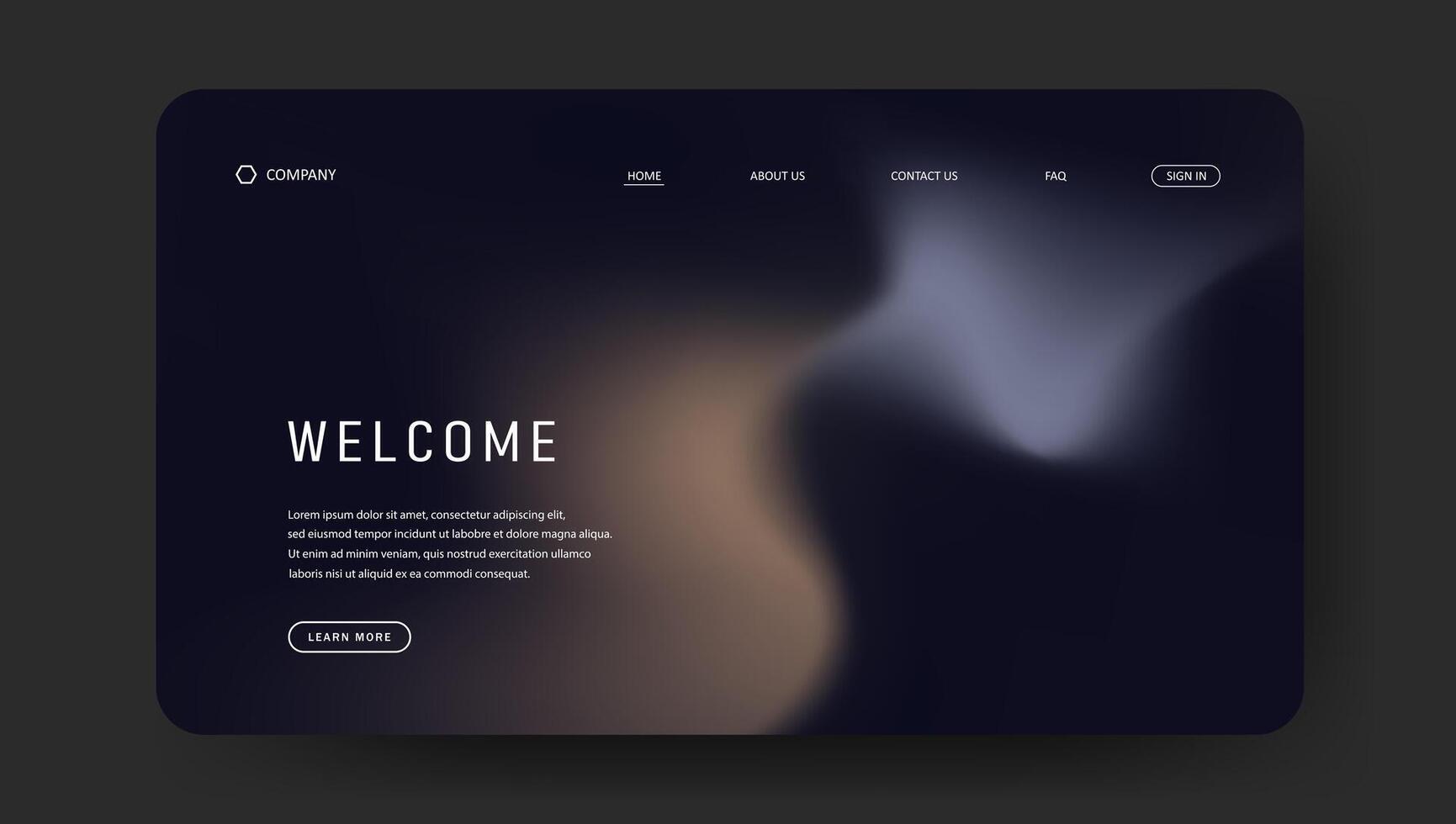 landing page or website template with elegant gradient vector