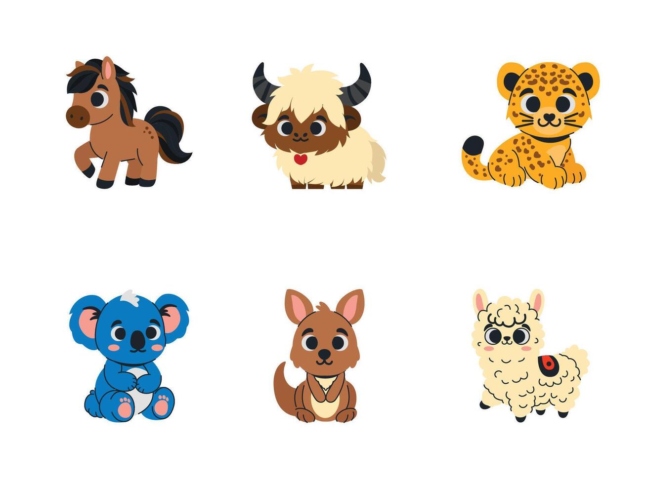 Playful Forest Mammals in Cartoon Style for Kids vector