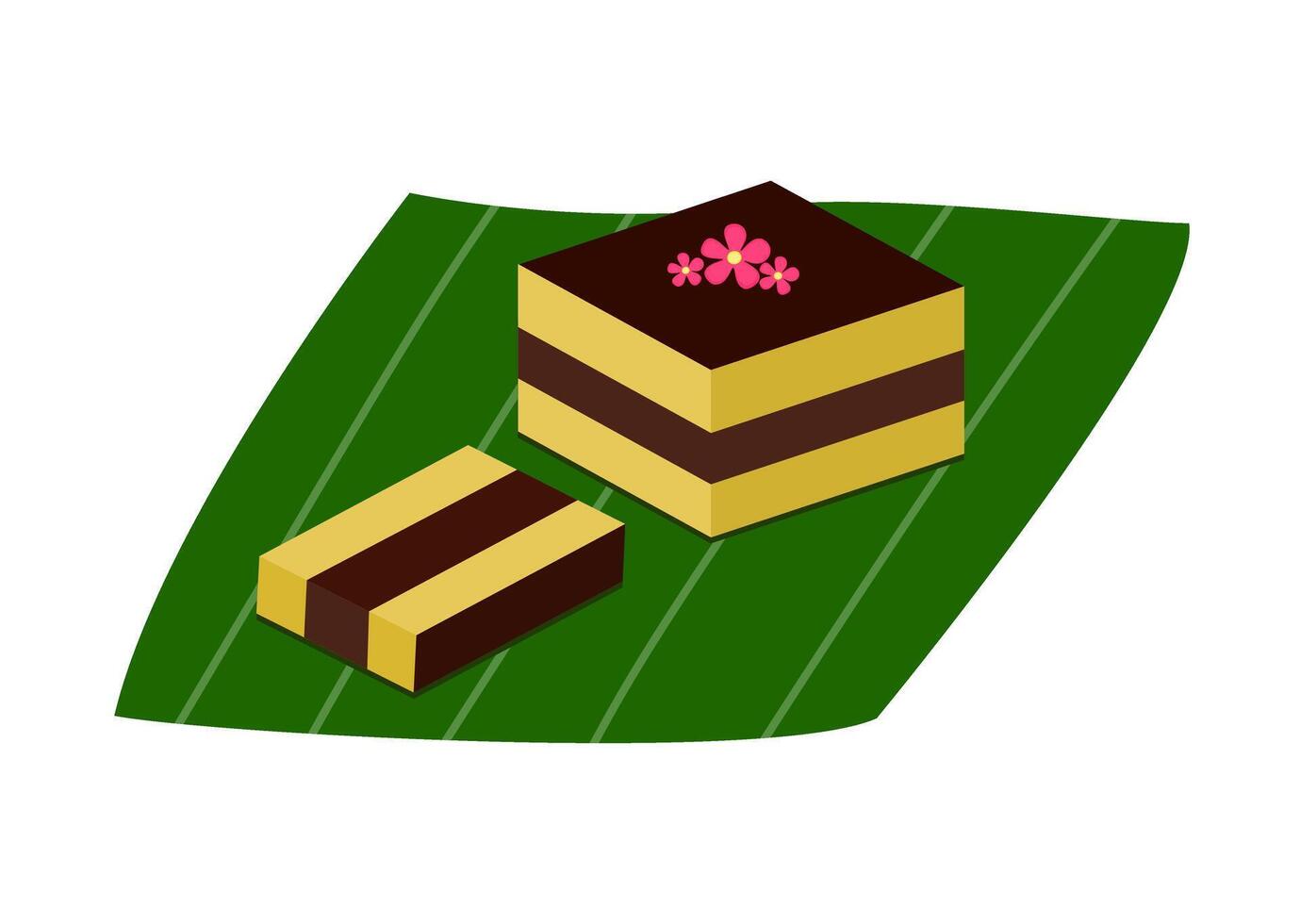Classic Surabaya Cake Layers on Banana Leaf vector