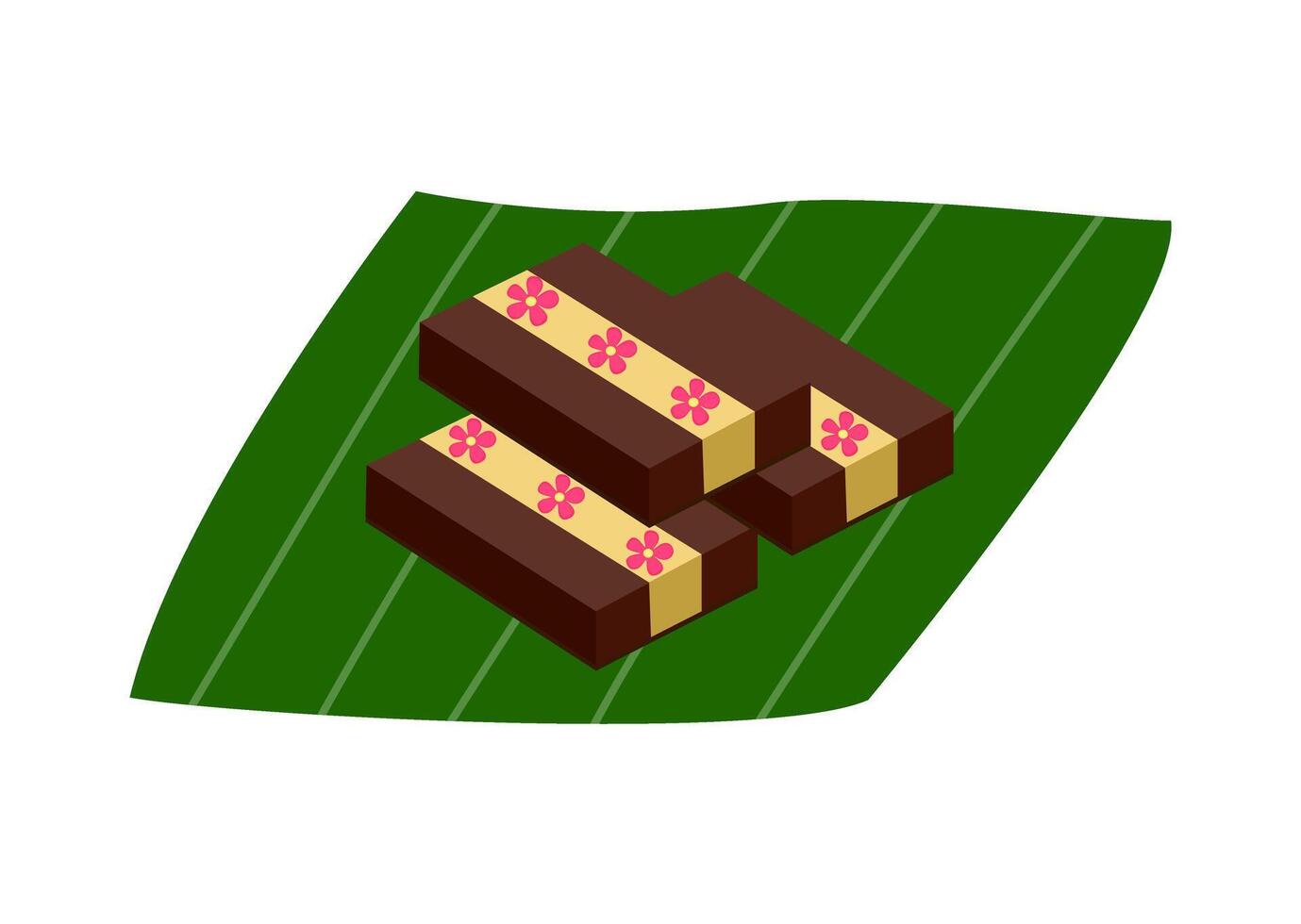 Colorful Surabaya Layered Cake on Banana Leaf vector