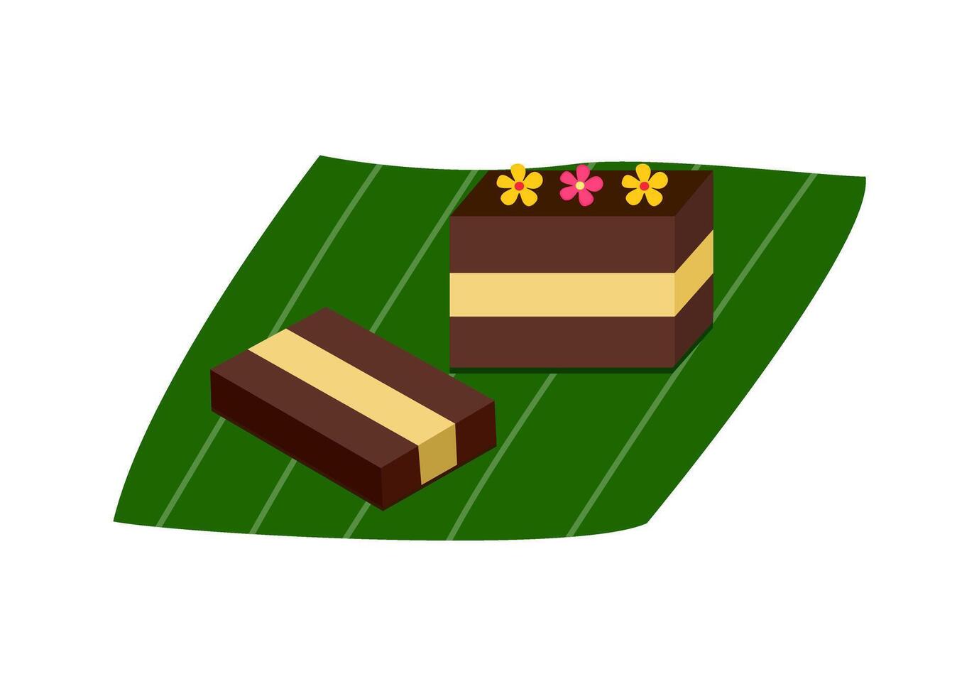 Surabaya Layered Cake in Fresh Banana Leaf vector