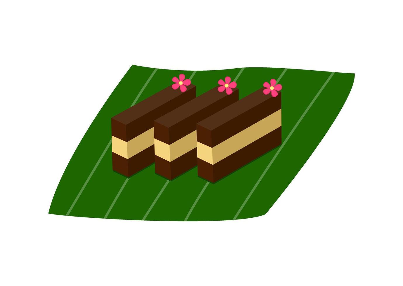 Surabaya Layered Cake Served on Banana Leaf vector