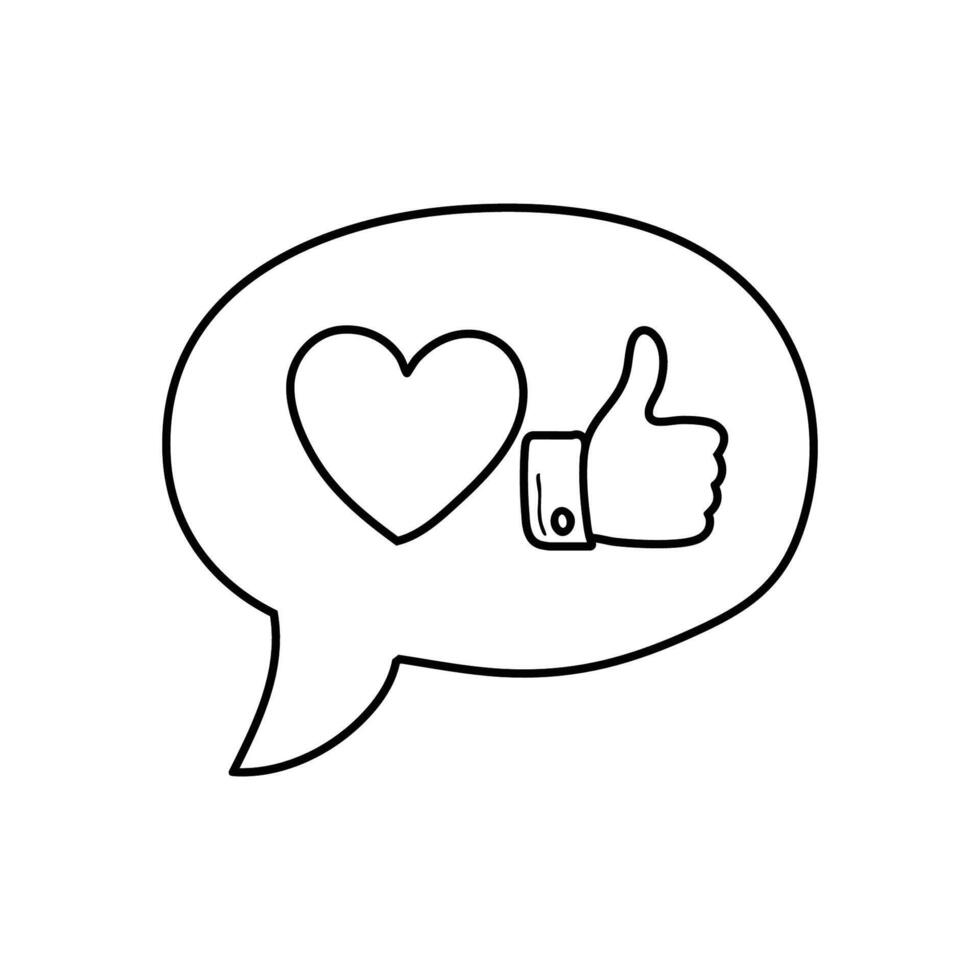 A speech bubble with a heart and like icon inside vector