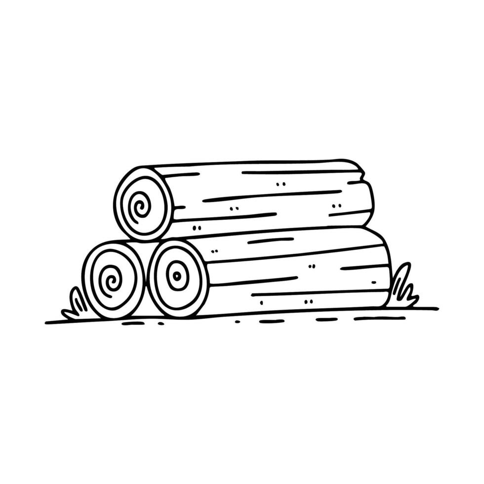 Pile of freshly cut logs stacked near a sawmill vector