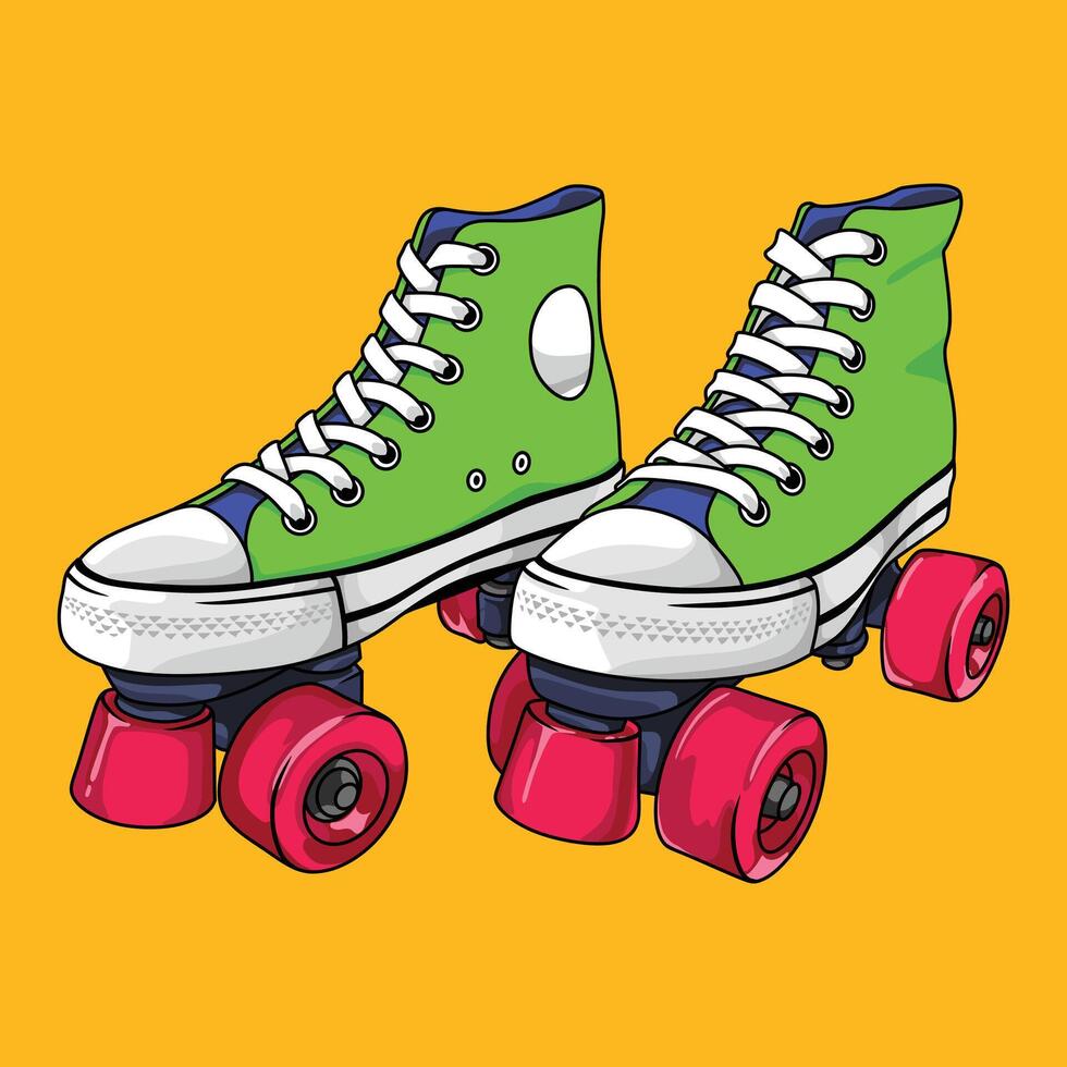 Vintage Green Canvas Roller Skate vector