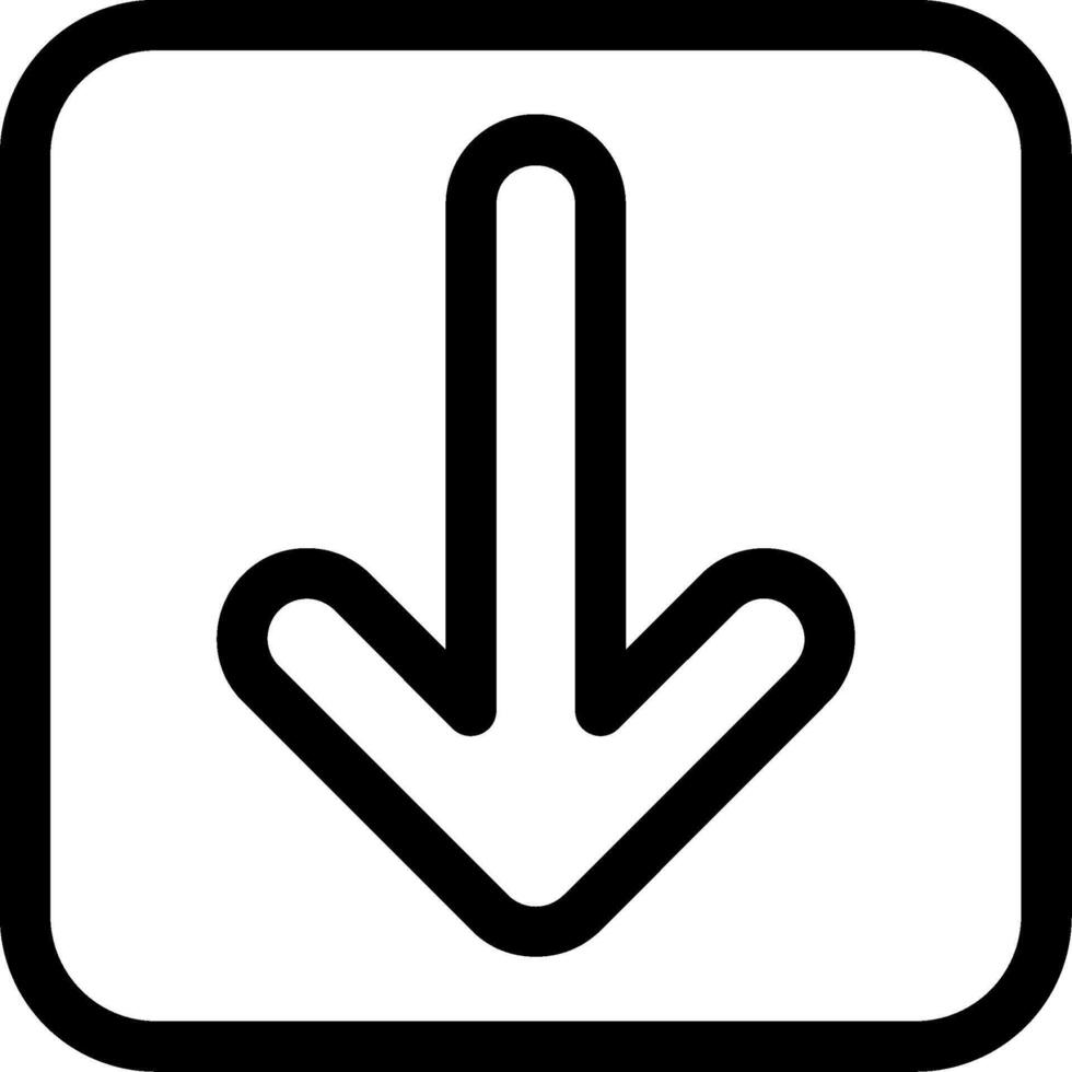 Arrow Square Down Outline Style Icon vector