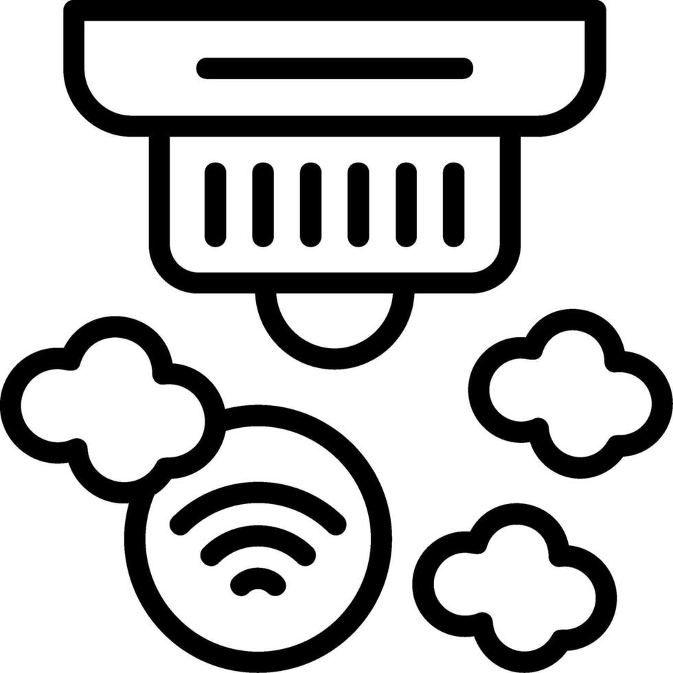 Smart Smoke Detector Outline Style Icon vector