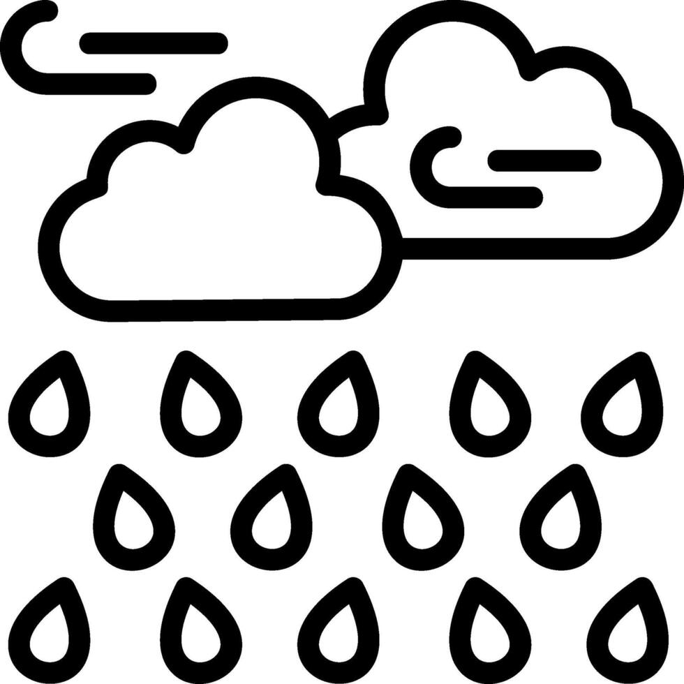 Rain Showers Outline Style Icon vector