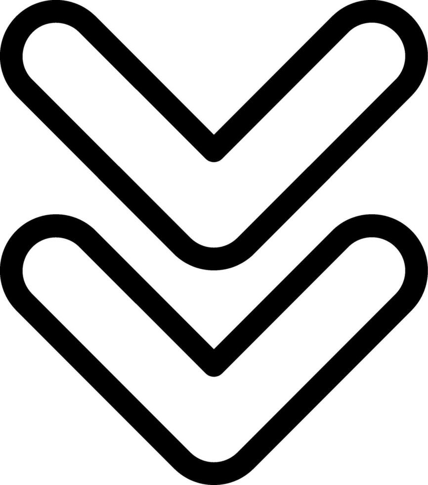 Chevron Double Down Outline Style Icon vector