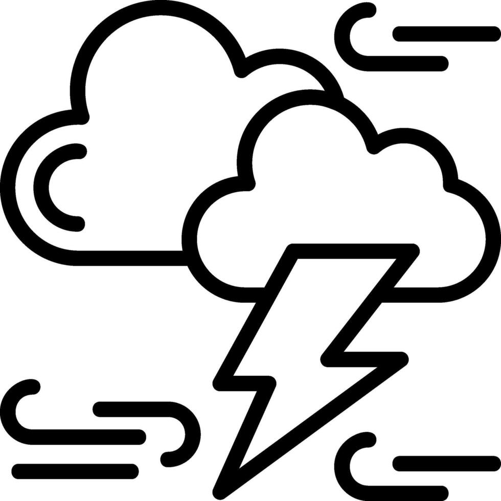 Thunderstorm Outline Style Icon vector