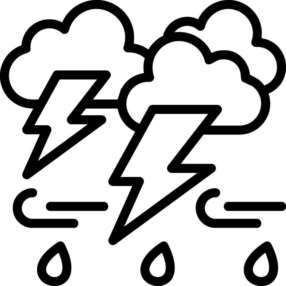 Heavy Thunderstorm Outline Style Icon vector