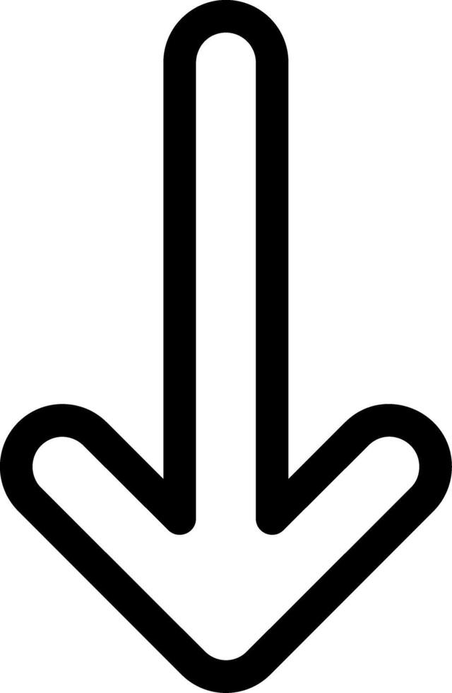 Arrow Long Down Outline Style Icon vector