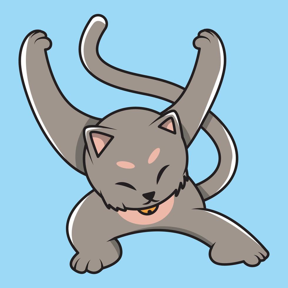cartoon cute cat moving with style vector