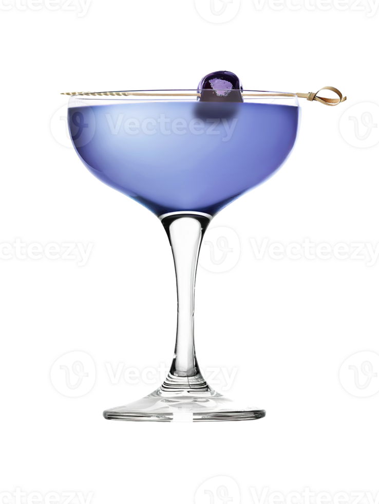 Aviation cocktail with maraschino cherry garnish transparent isolated background. Mixology, bar menu, colorful vibrant refreshing drink in coupe saucer glass png
