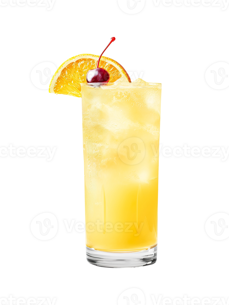 Harvey Wallbanger cocktail with orange slice garnish transparent isolated background. Mixology, bar menu, colorful vibrant refreshing drink in highball glass png
