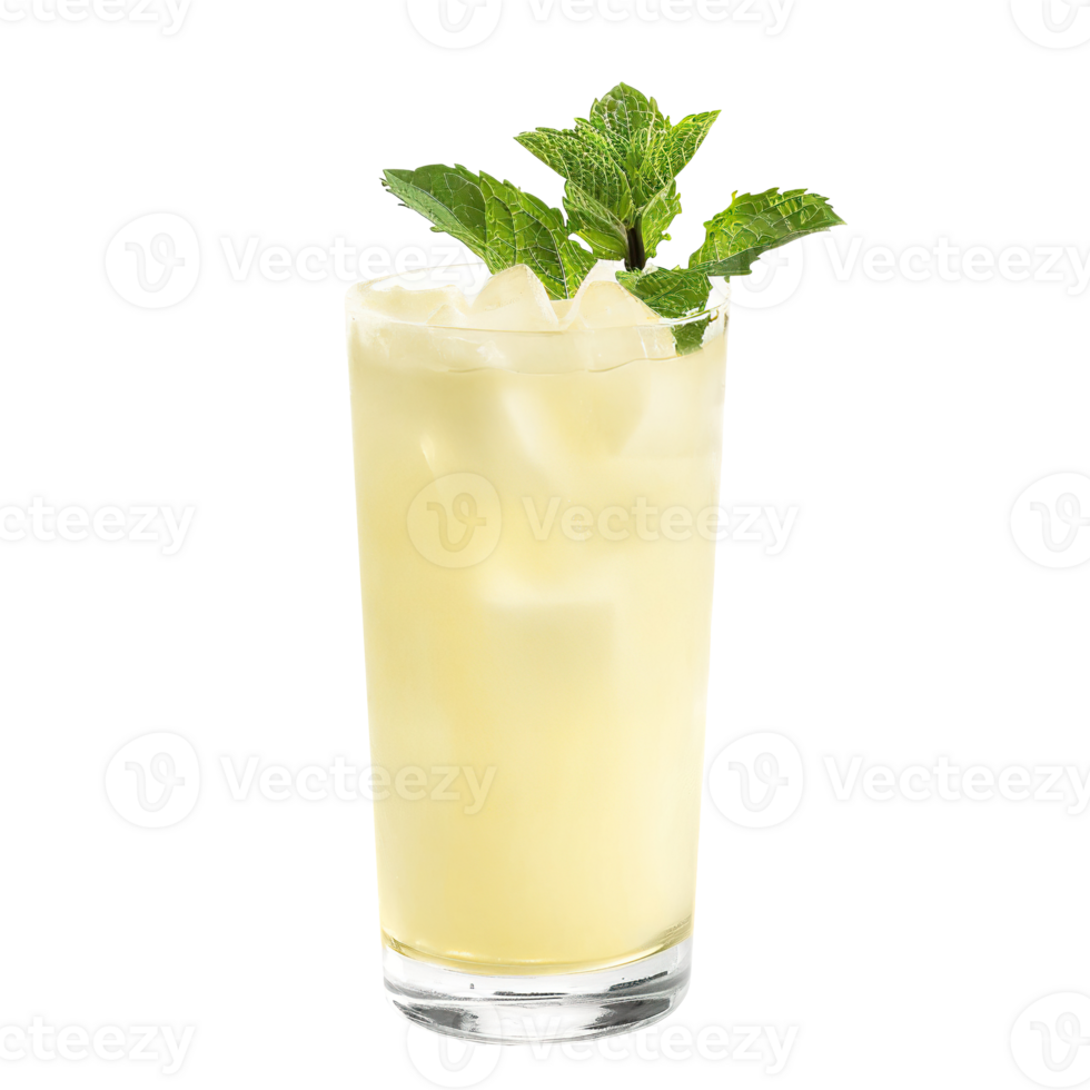 Fog Cutter cocktail with mint sprig garnish transparent isolated background. Mixology, bar menu, colorful vibrant refreshing drink in highball glass png