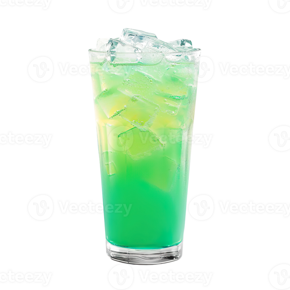 Green Zombie Punch cocktail transparent isolated background. Mixology, bar menu, colorful vibrant refreshing drink in tumbler glass png
