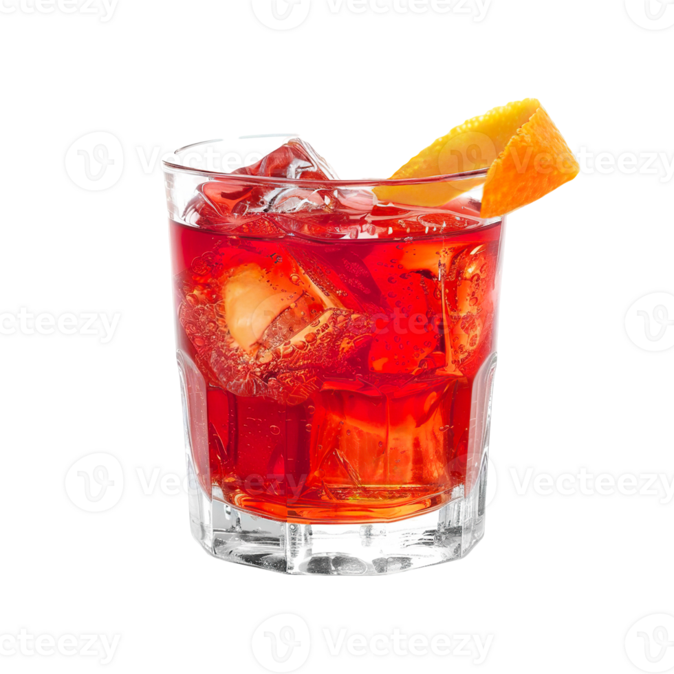 A red drink with orange slice on top png
