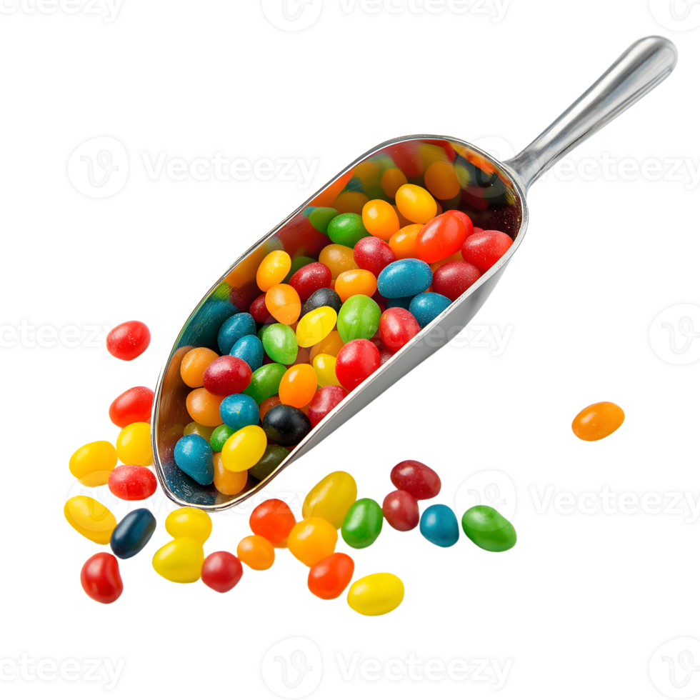 A spoon filled with jelly beans png
