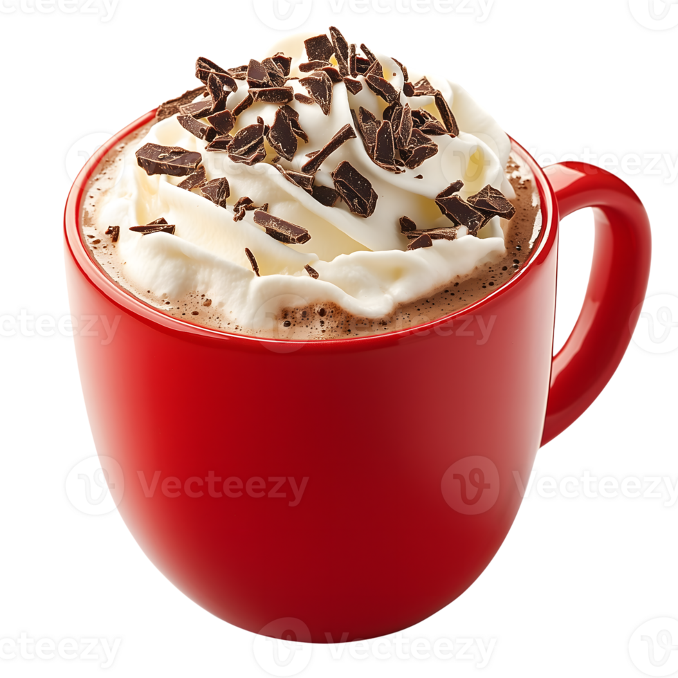 A red cup with whipped cream and chocolate png