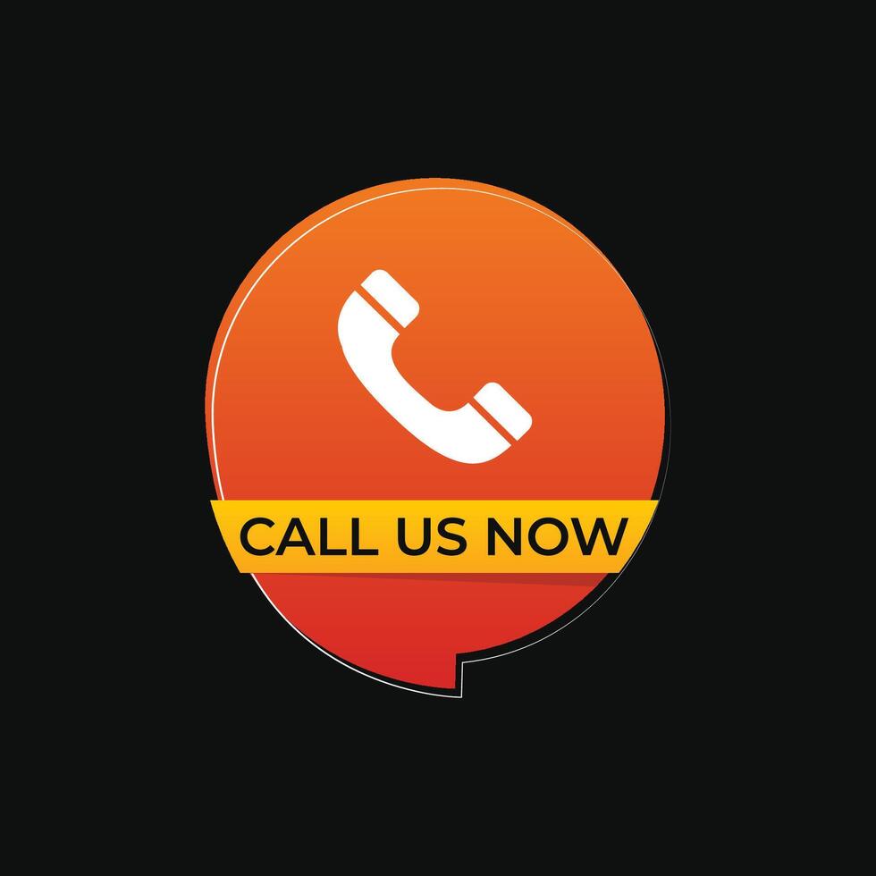 Mvector call us now black background in Orange icon design vector