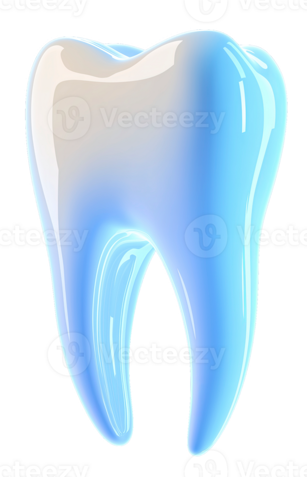 3D rendering of tooth with glowing blue background, symbolizing dental health and care png