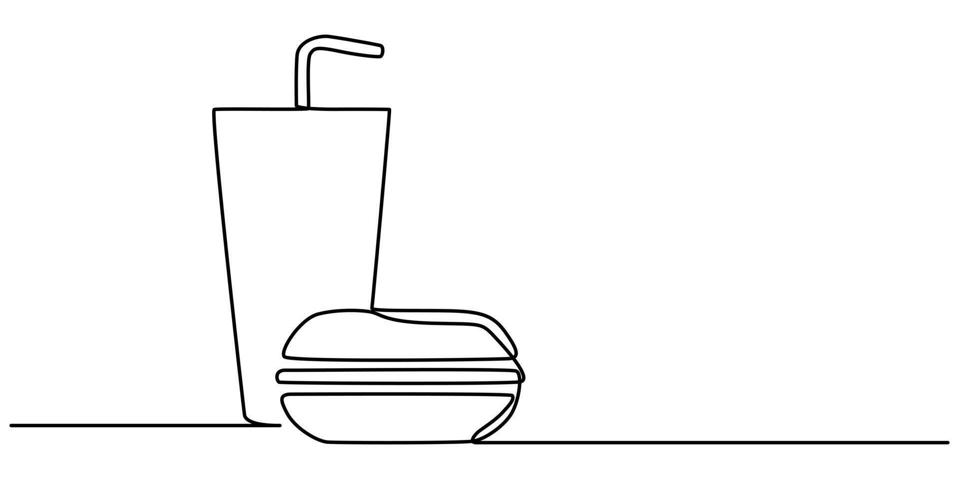 Fast Food Icon Trendy Style Illustration Symbol Continuous One Line Drawing vector