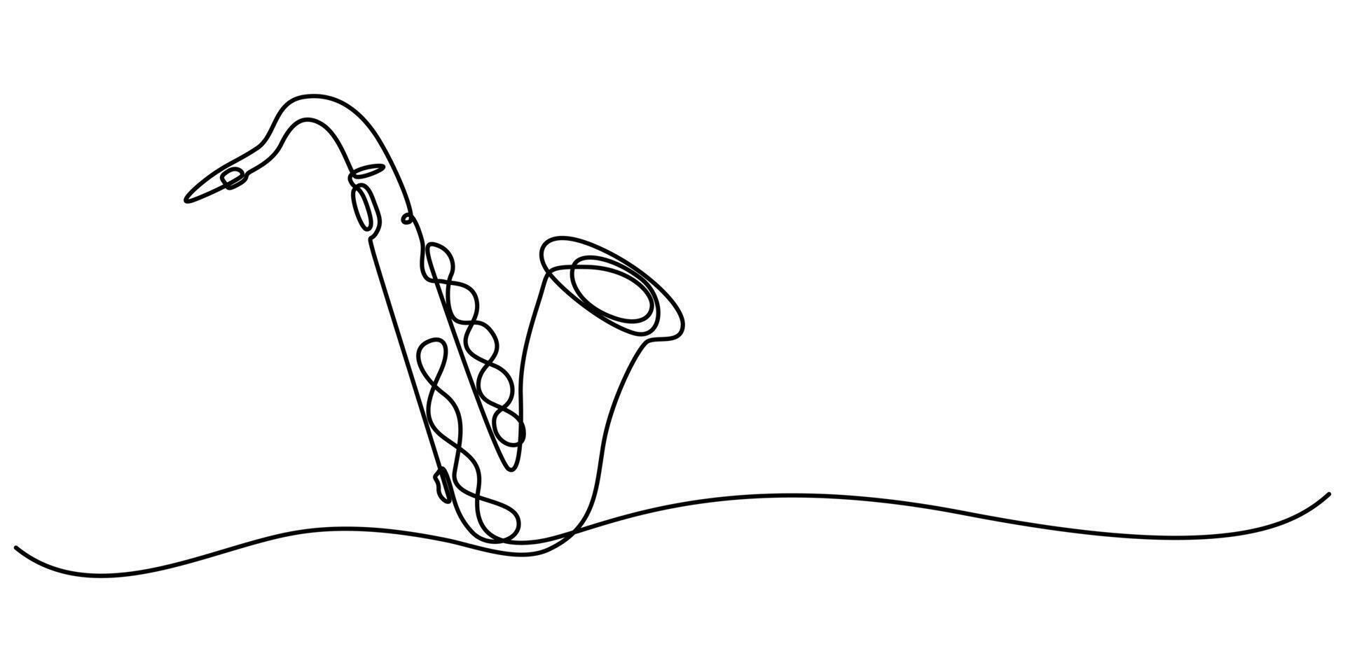 Saxophone Continuous one line drawing illustration vector