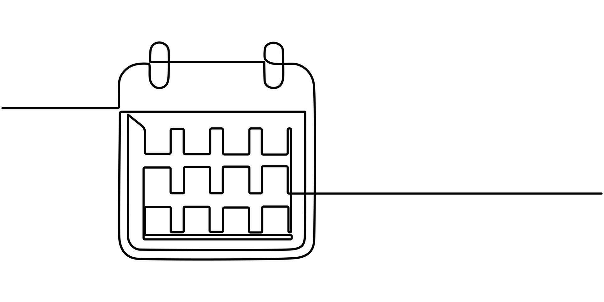 Table calendar single line art continuous one line drawing of Isolated vector