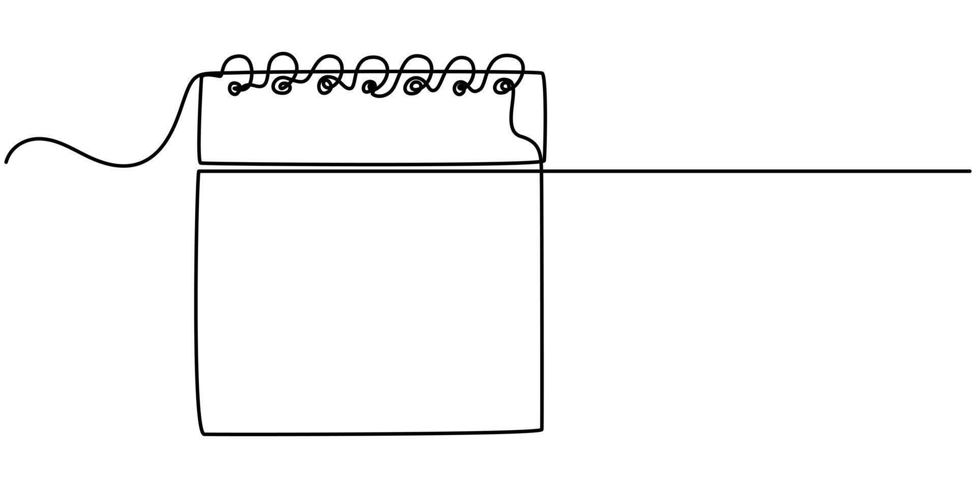 loose leaf calendar in one continuous one line art drawing illustration vector