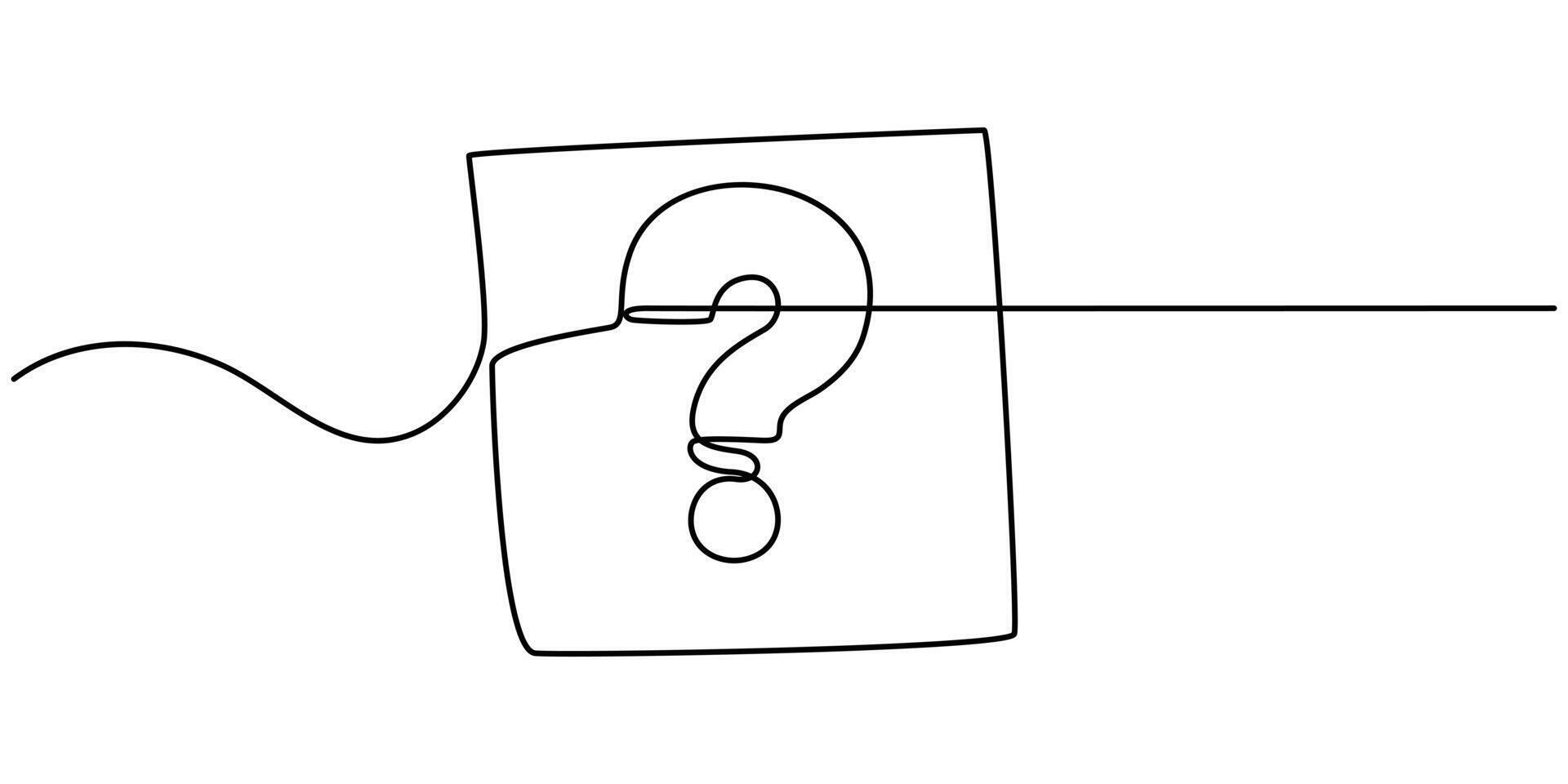 Continuous line question mark drawn single black line One line drawing illustration vector