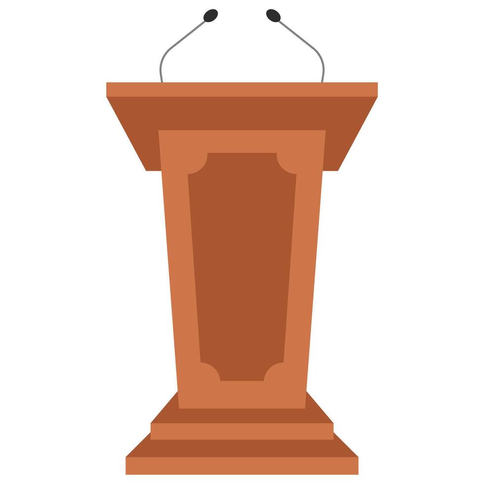 Wooden Podium with Microphones vector