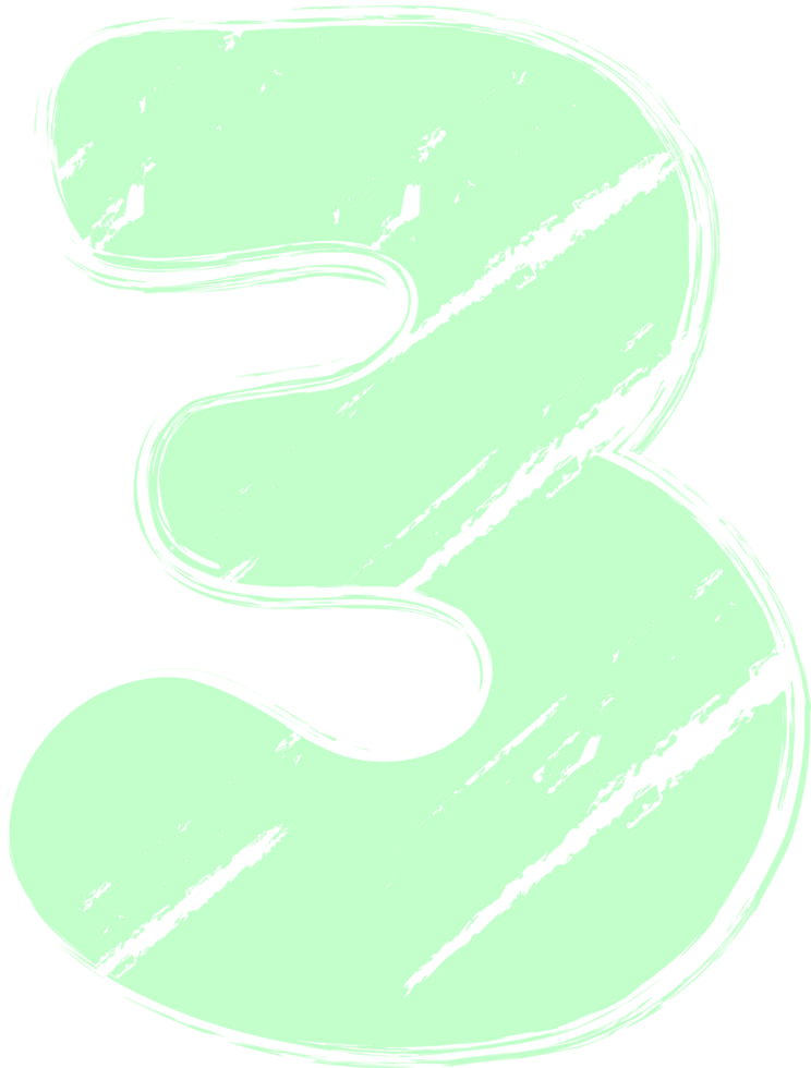 Pastel Hand drawn crayon, Number 3 png