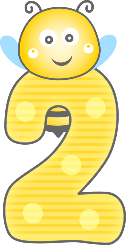 Cute Bee Animal, Number 2 png