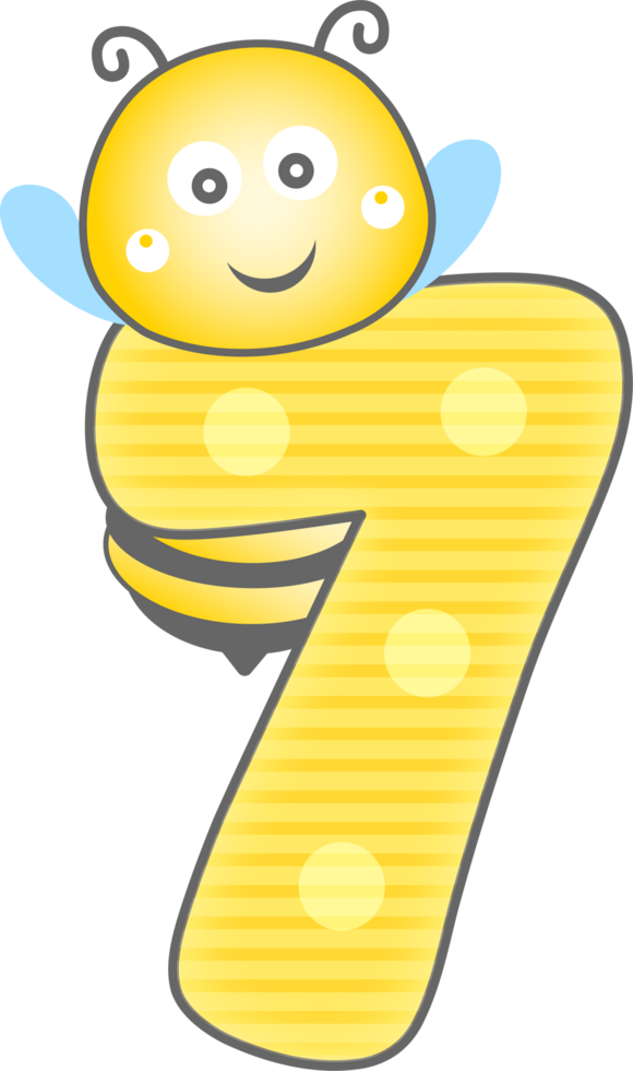 Cute Bee Animal, Number 7 png