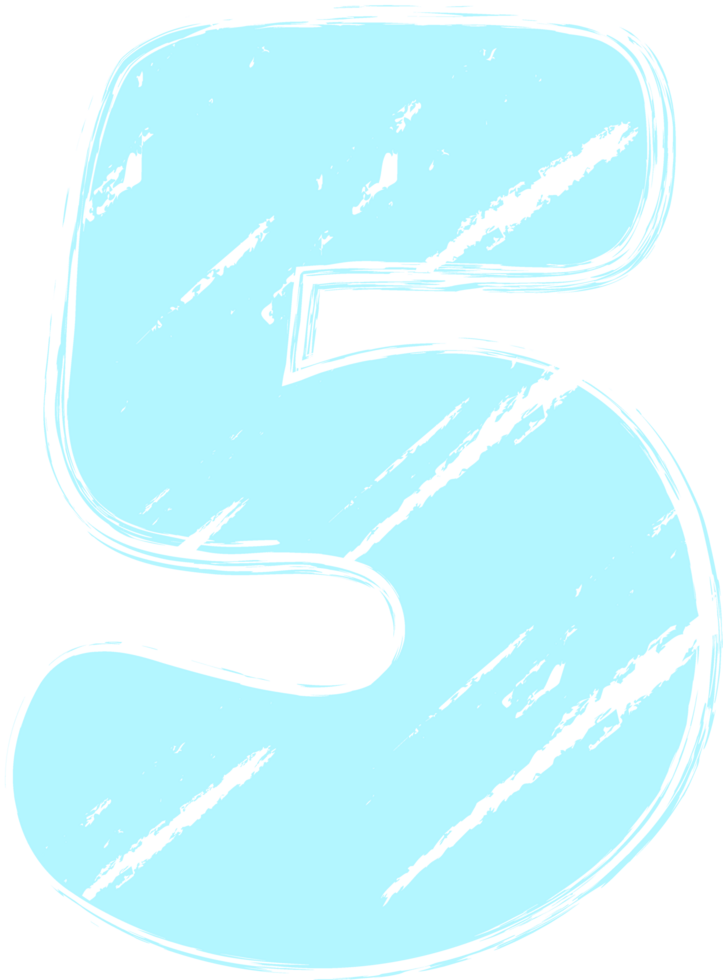 Pastel Hand drawn crayon, Number 5 png