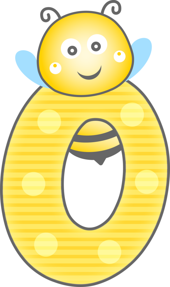 Cute Bee Animal, Number 0 png