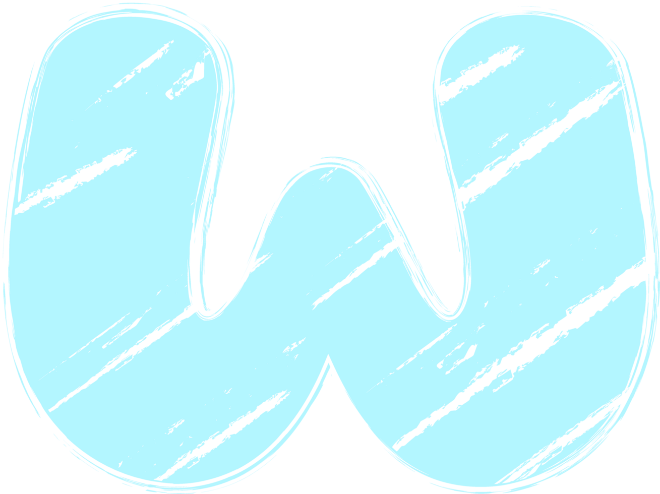 Pastel Hand drawn crayon, Letter w png