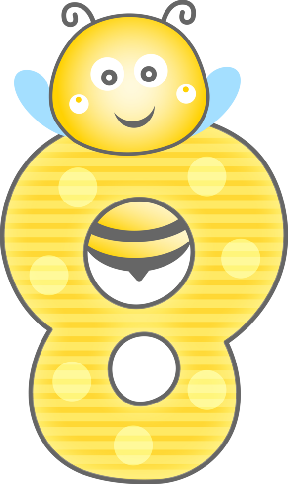Cute Bee Animal, Number 8 png